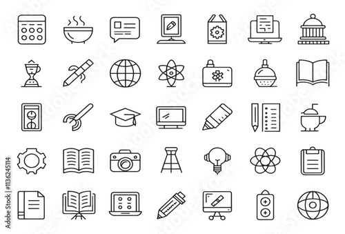  Study resource line art icon design