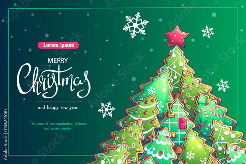 Merry Christmas postcard - horizontal vector background
