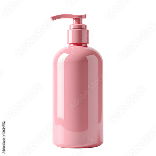 Front view of a light pink facial cleanser bottle with no labels isolated on a white transparent background.
