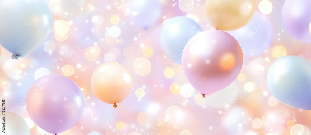Pastel balloons floating in a bokeh background. Pastel balloons floating in a bokeh background.