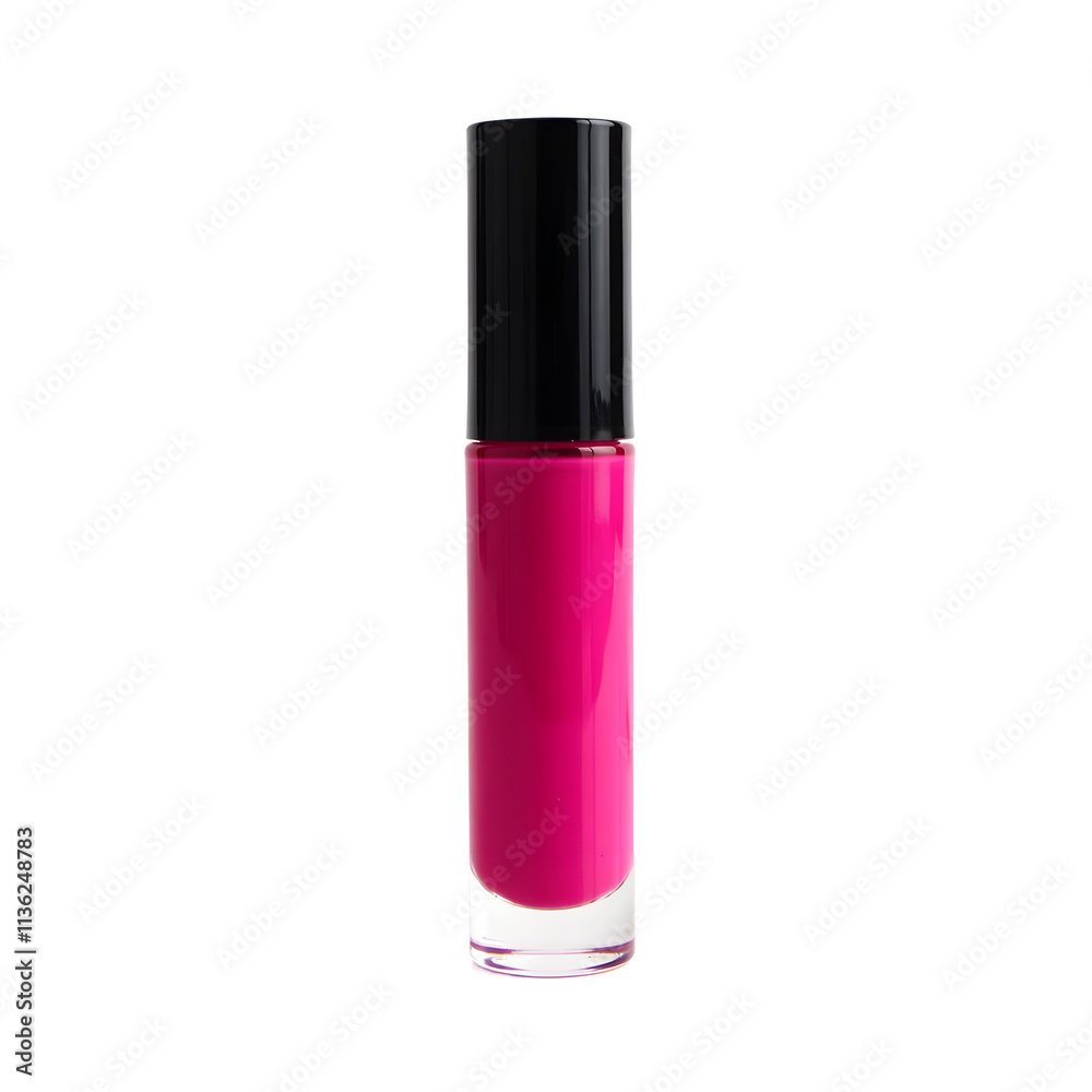 Front view of a magenta liquid lipstick bottle with no labels isolated on a white transparent background. Front view of a magenta liquid lipstick bottle with no labels isolated on a white transparent background.