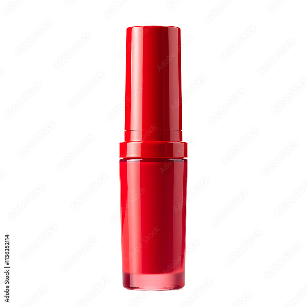 Front view of a red concealer bottle with no labels isolated on a white transparent background. Front view of a red concealer bottle with no labels isolated on a white transparent background.