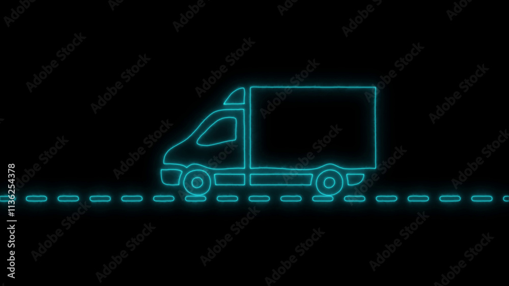 Delivery Truck Icon with Dashed Line, Perfect for Logistics, E-commerce Platforms, Delivery Services, Business Transportation, and Shipping Graphics Delivery Truck Icon with Dashed Line, Perfect for Logistics, E-commerce Platforms, Delivery Services, Business Transportation, and Shipping Graphics