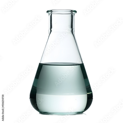 Front view of a single lab glassware vacuum desiccator isolated on a white transparent background.