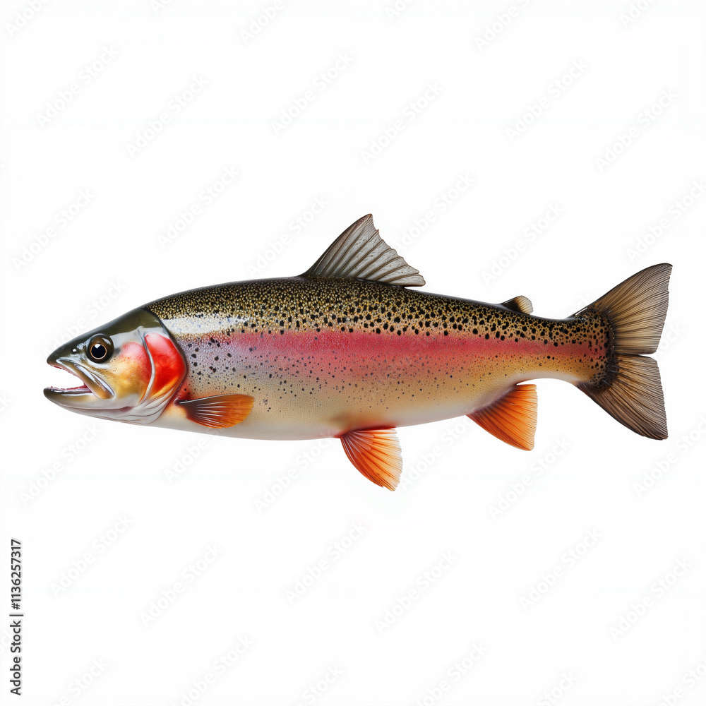 Fototapeta premium Healthy rainbow trout freshwater fish (Oncorhynchus mykiss) - isolated on white background