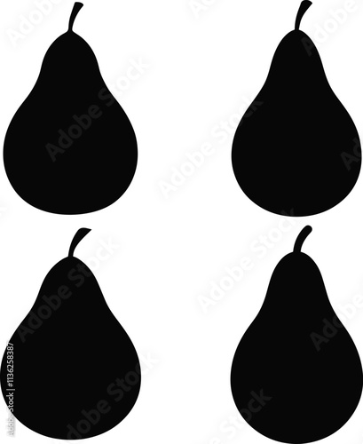 Set of pear fruit silhouette vector illustration