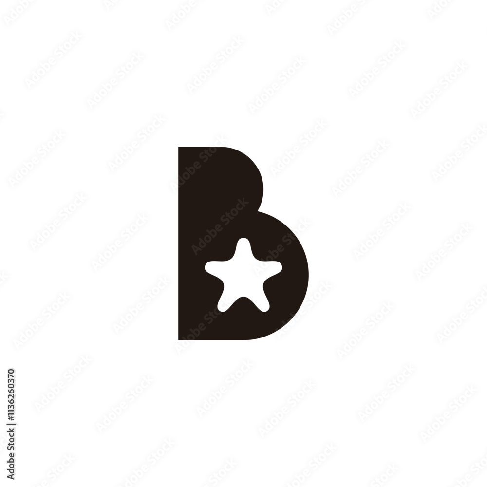 Fototapeta premium Star in letter B geometric symbol simple logo vector