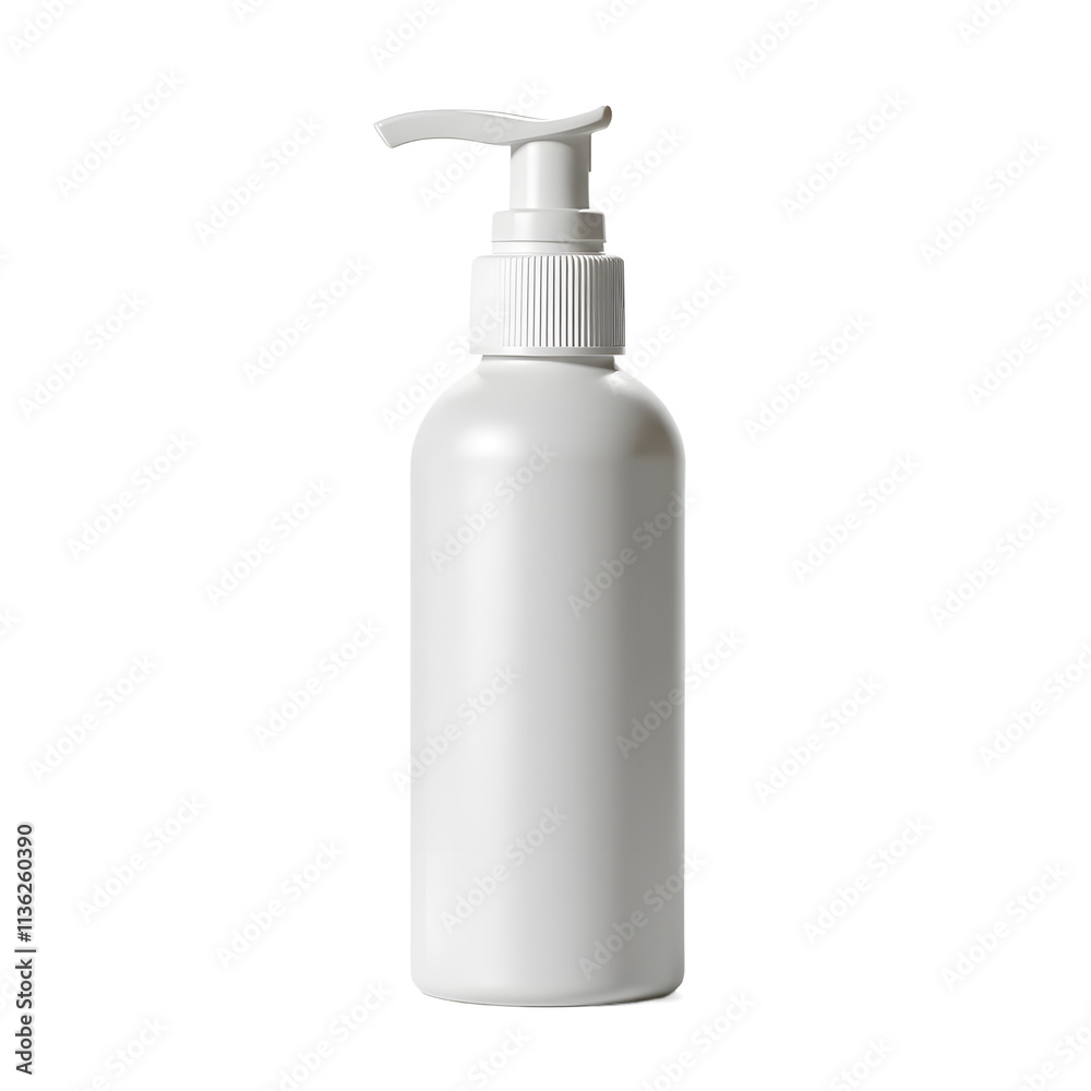 Front view of a white opaque setting spray bottle with no labels isolated on a white transparent background. Front view of a white opaque setting spray bottle with no labels isolated on a white transparent background.