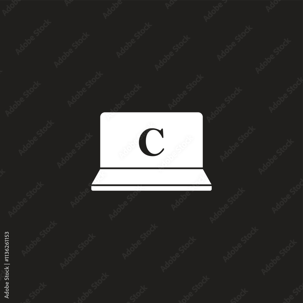 Letter C in laptop geometric symbol simple logo vector Letter C in laptop geometric symbol simple logo vector