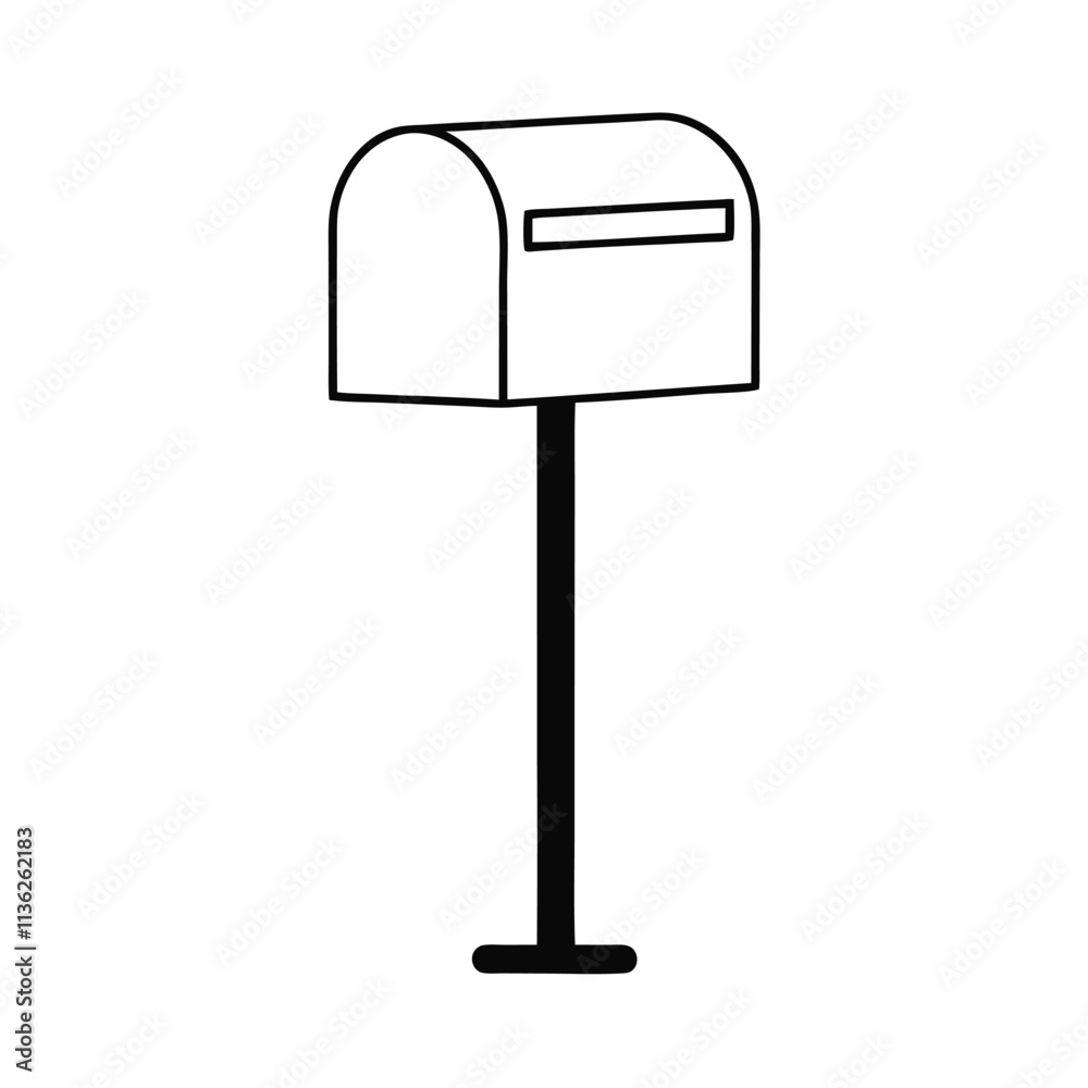 a black and white line drawing of a mailbox a black and white line drawing of a mailbox