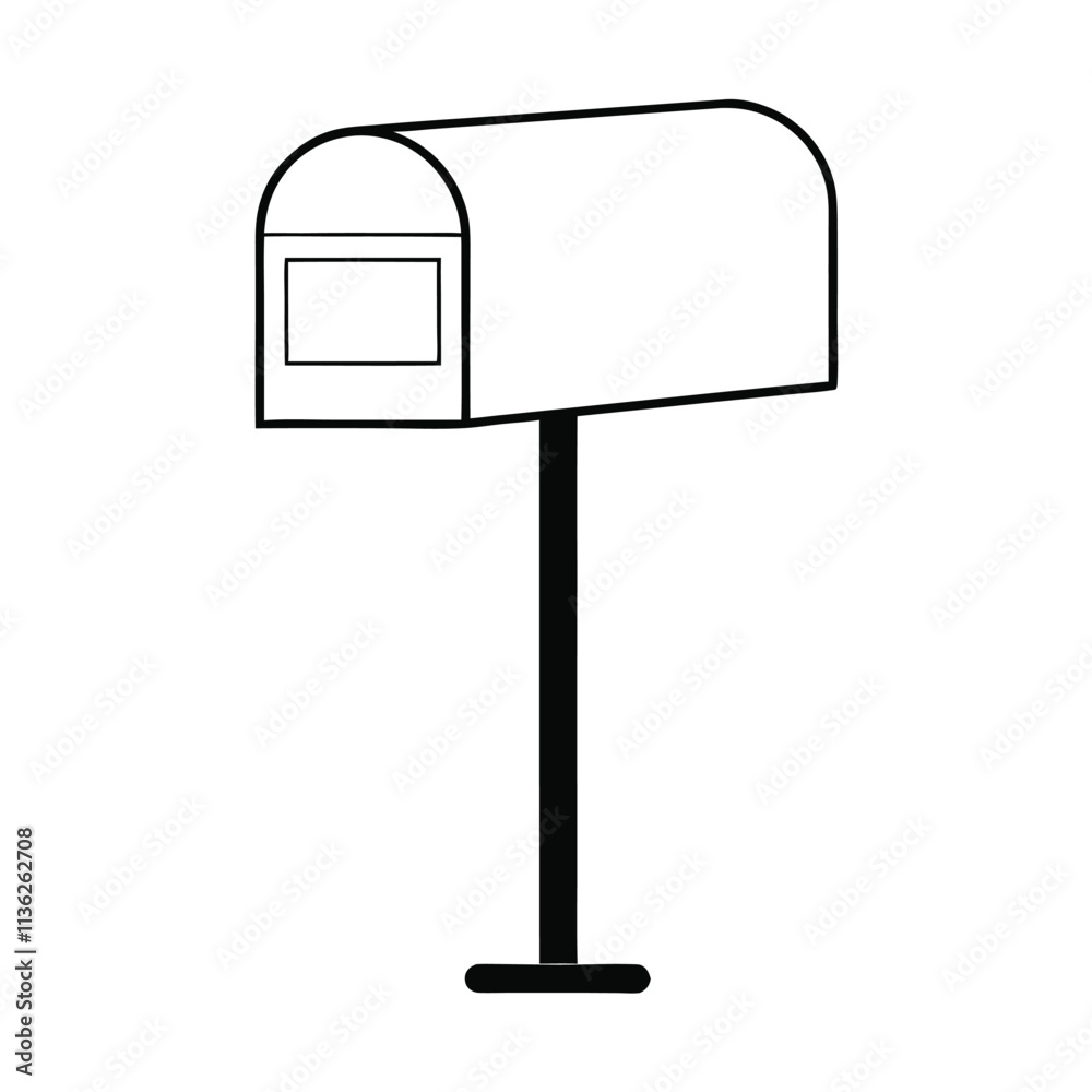 a black and white line drawing of a mailbox a black and white line drawing of a mailbox