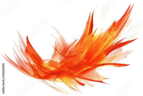 Vibrant, abstract depiction of fiery orange and white splashes, evoking movement and energy.