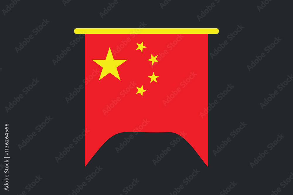 China flag, The flag of China, Flag of China national country symbol illustration Vector, Rectangle China flag illustration, Flat vector illustration
