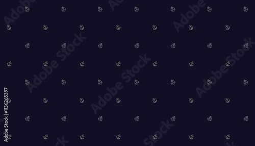 Canvas Print Seamless pattern with mini anchor in light and gray on dark blue background