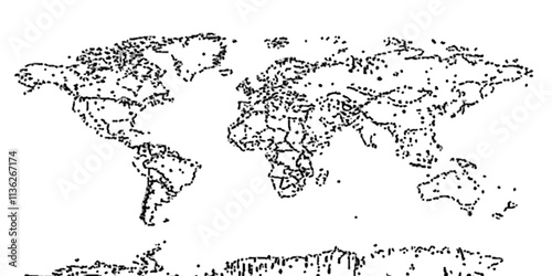 Geographical bordar flat map with coutries outlines. Ariel view road world map top view. Topography map template for infographics outlines map continent business background.  