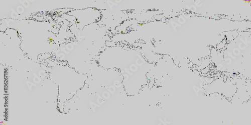 Geographical bordar flat map with coutries outlines. Ariel view road world map top view. Topography map template for infographics outlines map continent business background.  