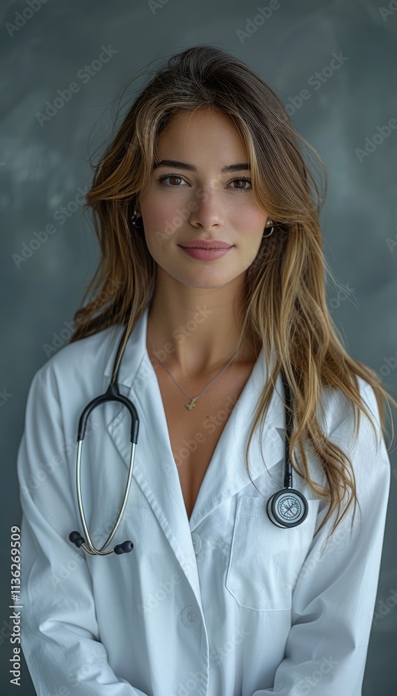 Attractive Female Doctor Wearing A White Coat Attractive Female Doctor Wearing A White Coat