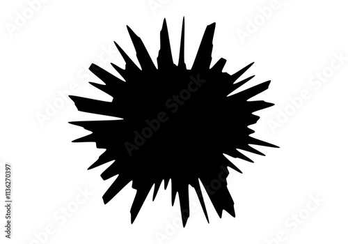 Icono de mancha o salpicadura negra sobre fondo blanco