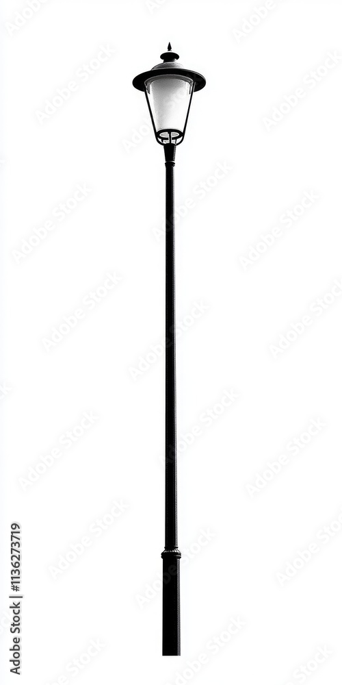 Urban Illumination Tower: Sleek Metal Structure with Electric Lamp for Street Lighting Urban Illumination Tower: Sleek Metal Structure with Electric Lamp for Street Lighting
