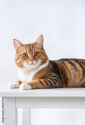 Wallpaper Mural cute domestic cat laying on the table Torontodigital.ca