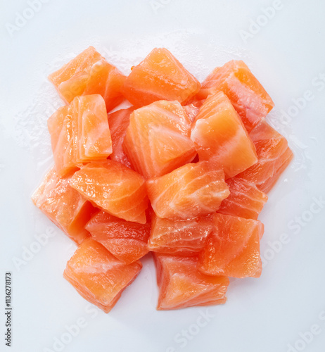 Wallpaper Mural Close up of salmon fillet ingredients isolated on white background Torontodigital.ca