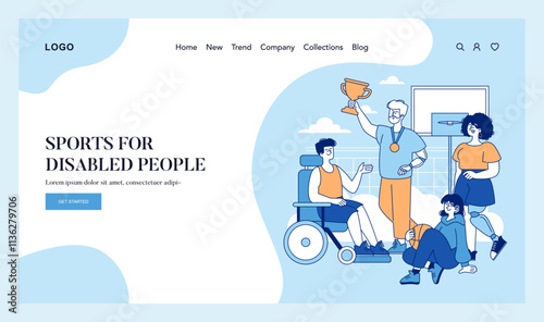Sports For Disabled People. Flat Vector Illustration