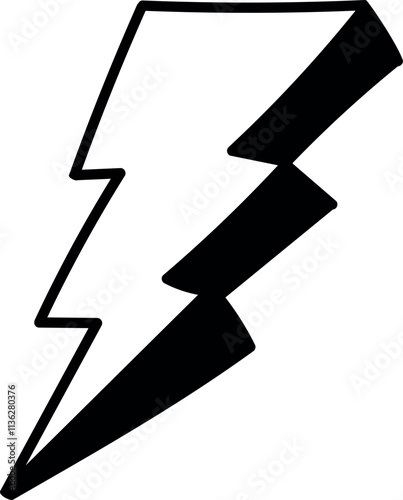 The image shows a stylized black lightning bolt symbol with sharp, angular lines and a zigzag pattern.
