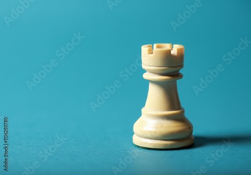 A single chess piece called Rook on a clean cyan backdrop