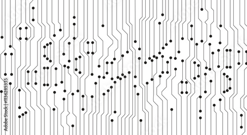 Technology background with hi-tech digital data connection system and computer electronic design. Electronic motherboard circuit board texture. Abstract background Black-white tone. Vector illustratio