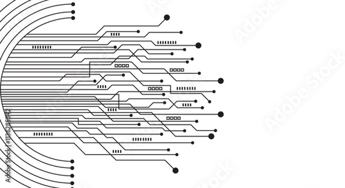 Technology background with hi-tech digital data connection system and computer electronic design. Circuit board design concept.