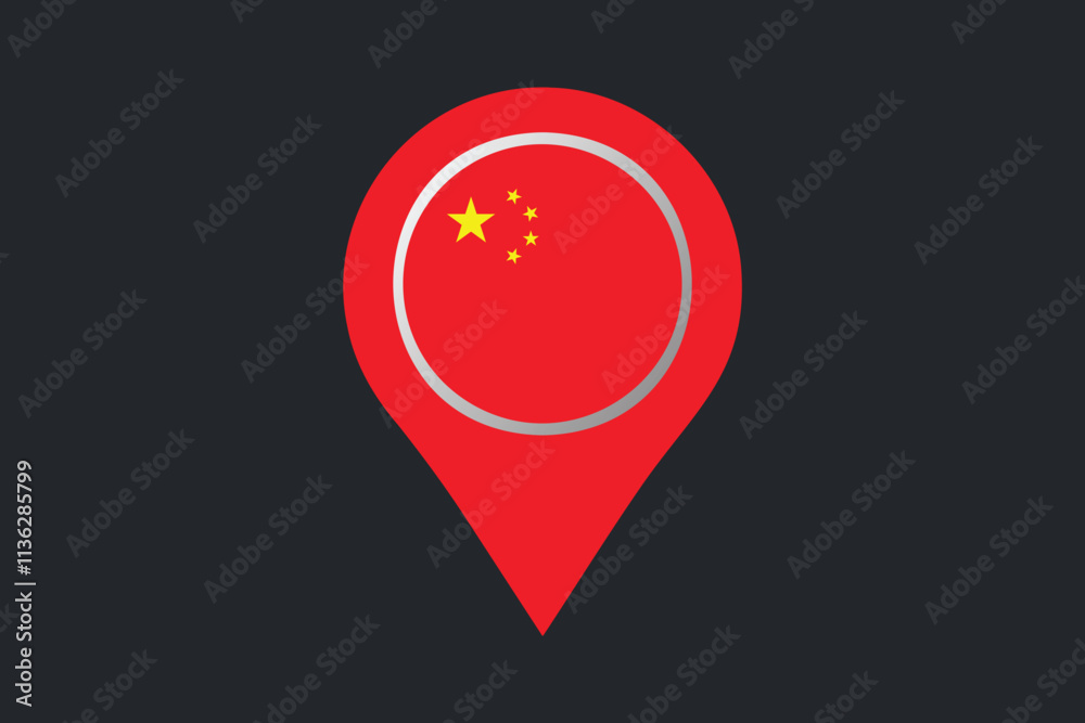 China flag with location sign, Flag of China national country symbol illustration Vector, Rectangle China flag illustration, Flat vector illustration
China flag with location sign, Flag of China national country symbol illustration Vector, Rectangle China flag illustration, Flat vector illustration