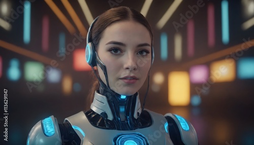 Futuristic AI Robot with Holographic Interface | Advanced Tech Art