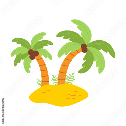 Palm trees on a tropical island.