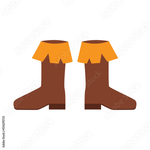 Pair of leather pirate boots. Vector illustration.
