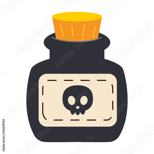 Pirate bottle with skull. Vector illustration.