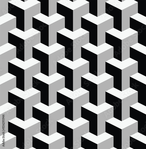 3D Isometric Geometric Patterns – Futuristic Vector Graphics