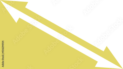 Illustration of a diagonal double-headed arrow. Half of the arrow is yellow, while the other half is white, symbolizing duality. photo