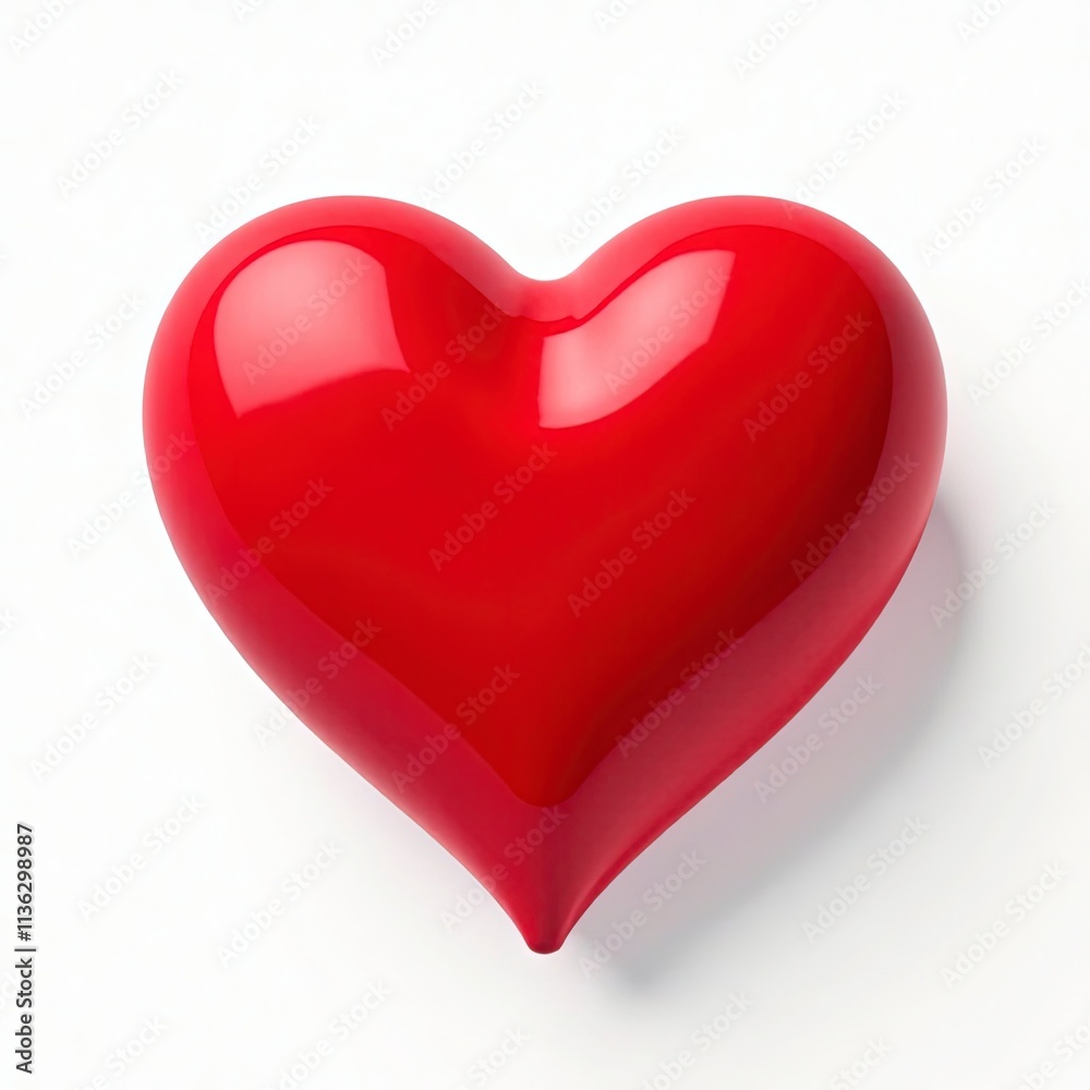 Bright red heart, minimalist design, isolated on a clean white background, photorealistic lighting emphasizing smooth textures and vibrant color, centered composition for a simple and striking look Bright red heart, minimalist design, isolated on a clean white background, photorealistic lighting emphasizing smooth textures and vibrant color, centered composition for a simple and striking look