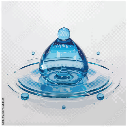 drop of water 3d render icon isolated on transparent background cutout