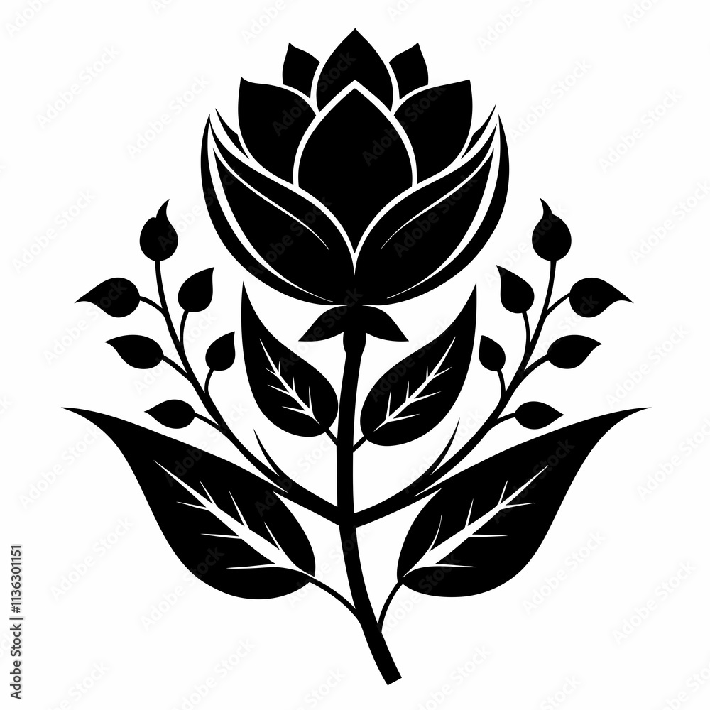 Black Horizon Flora vector silhouette black design white background Black Horizon Flora vector silhouette black design white background