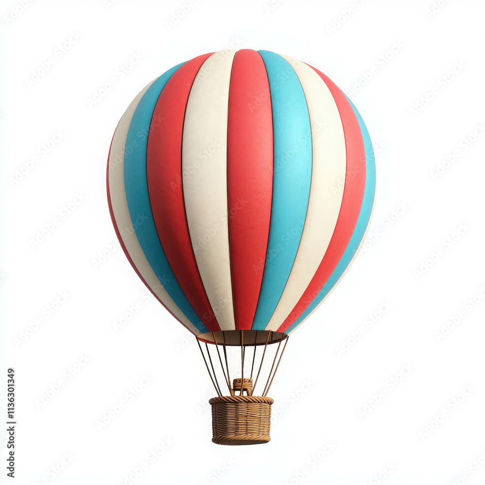 Naklejka premium Colorful Hot Air Balloon with Vertical Stripes for Fun and Adventure in the Sky