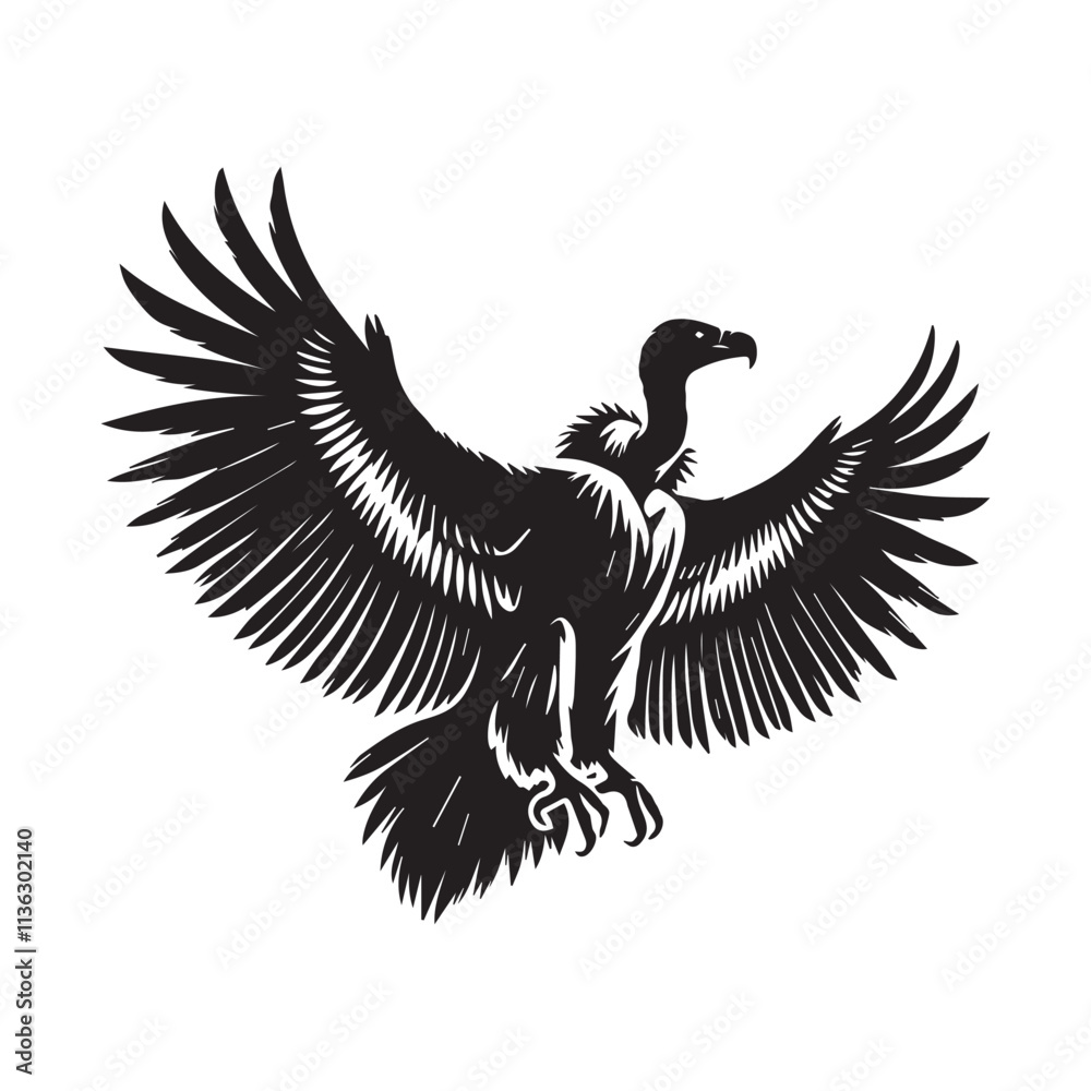 Fototapeta premium vulture silhouette vector style white background.