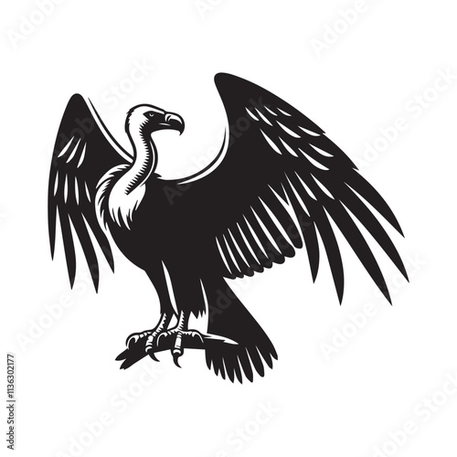 vulture silhouette vector style white background. photo