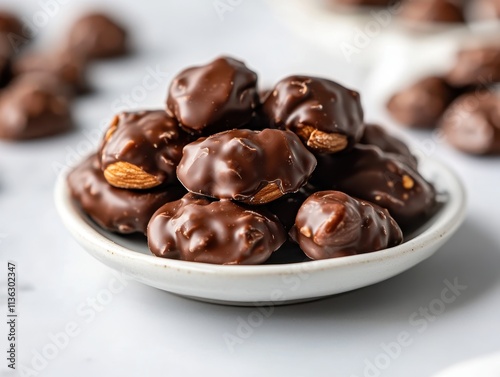 Wallpaper Mural A bowl of chocolate-covered almonds stacked attractively. Torontodigital.ca
