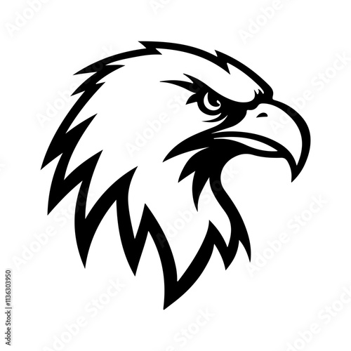 Eagle head silhouette isolated on white background.