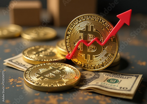 btc value surpasses us dollar gold climbs paper currency cryptocurrency photo