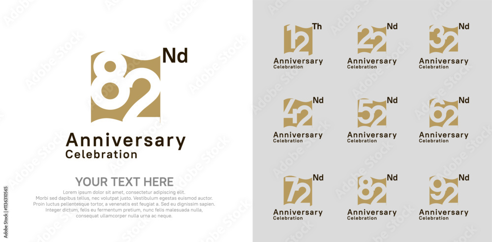 Fototapeta Anniversary logo set vector design, brown color for celebration event