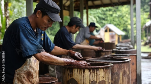 Rubber tapping practices in Malaysia, blending traditional and modern techniques photo