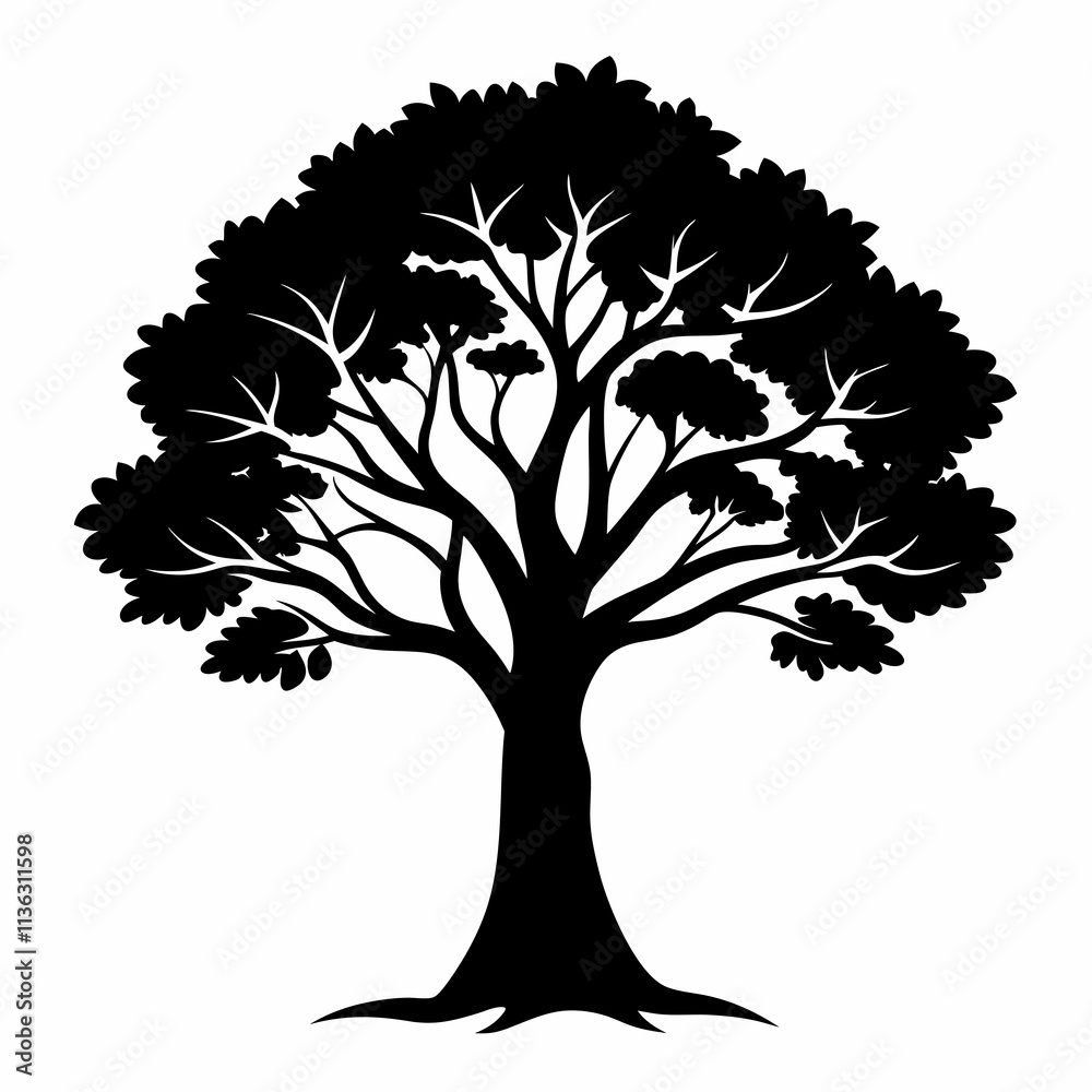 Obraz premium Black Tree Impressions vector silhouette black design white background