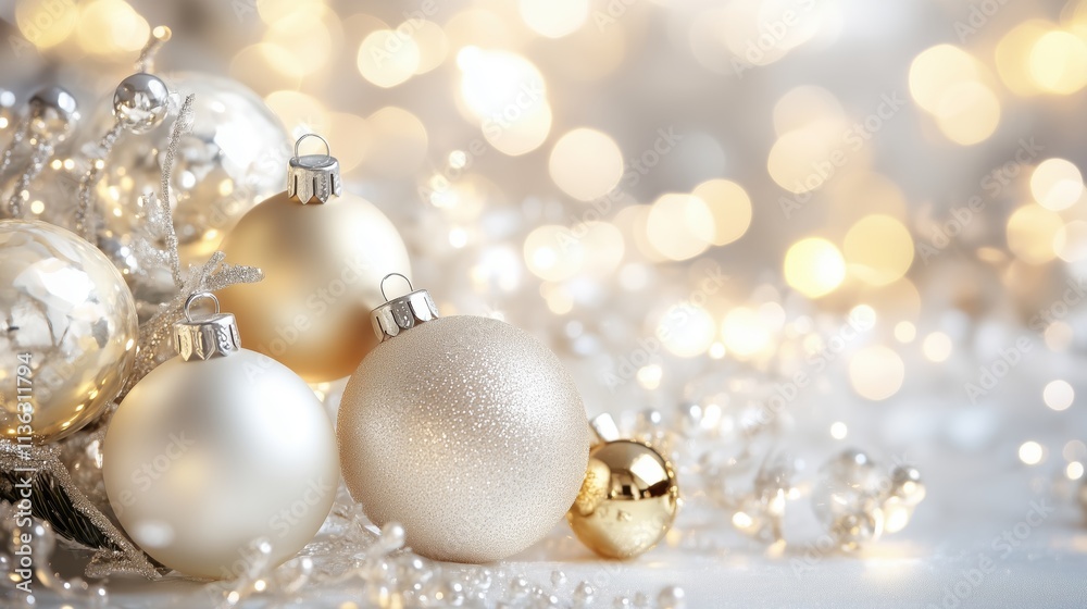 Glänzende goldene Kugeln im Festlicht Glänzende goldene Kugeln im Festlicht